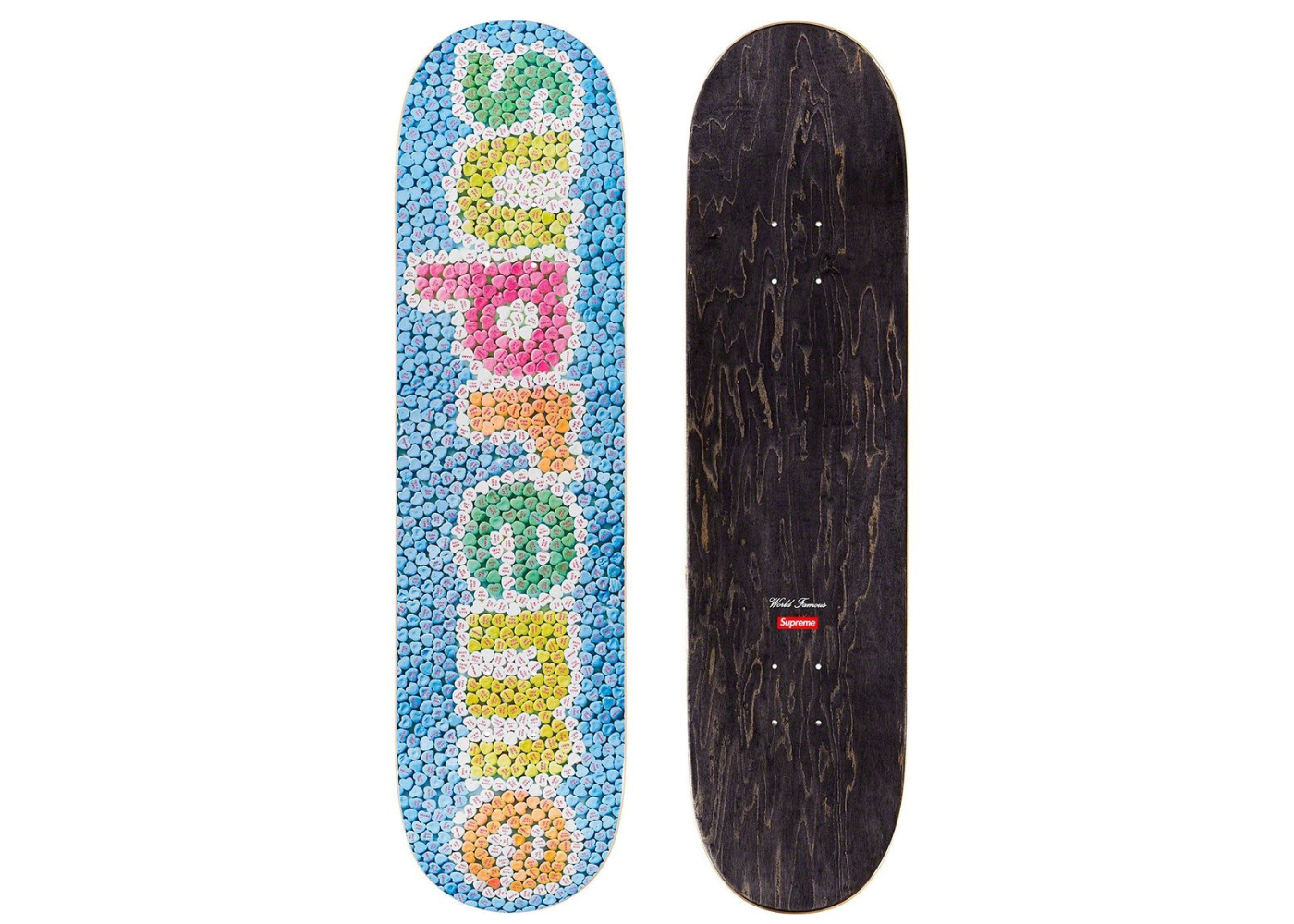 Supreme Candy Hearts Skateboard Deck Blue