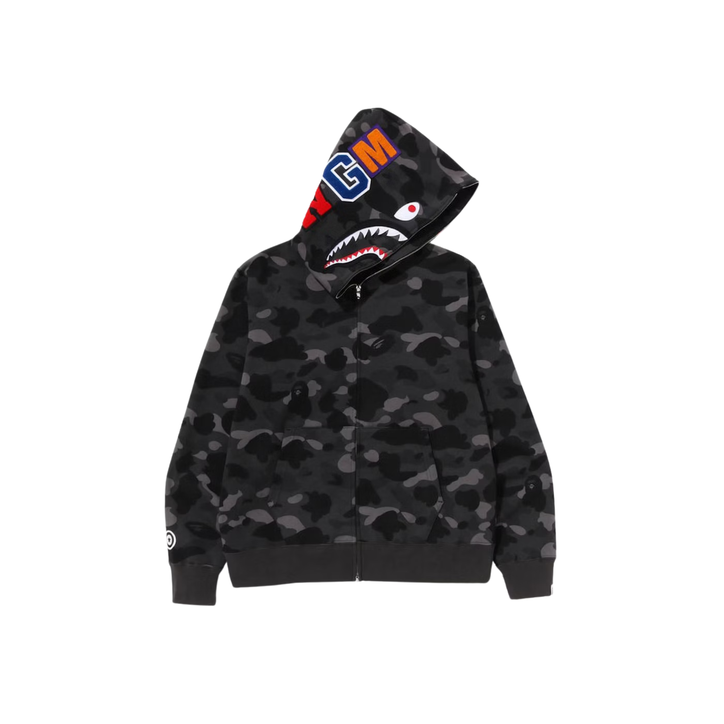 A Bathing Ape Color Camo Shark Full Zip Hoodie Black