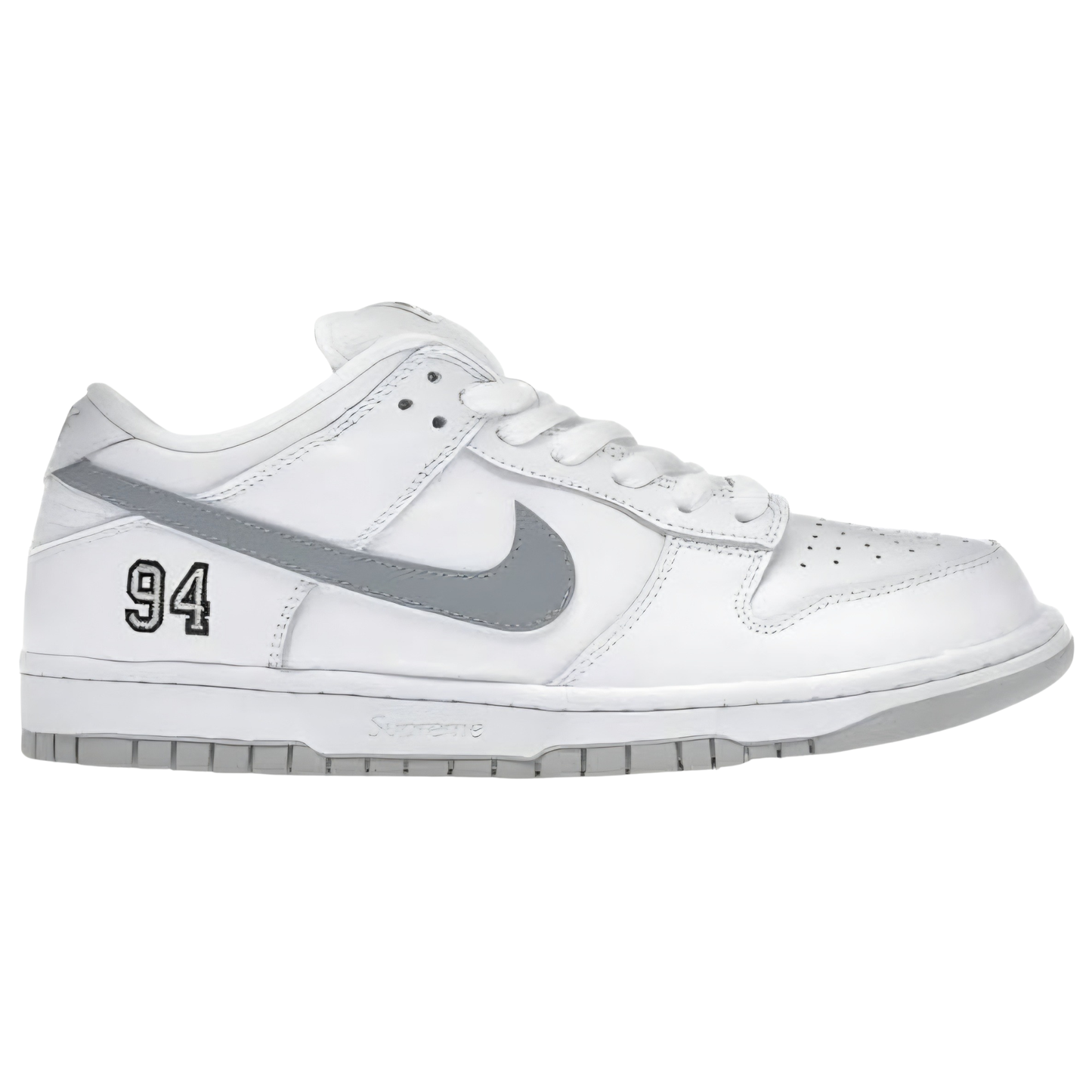 Nike SB Dunk Low Supreme 94 White Metallic Silver