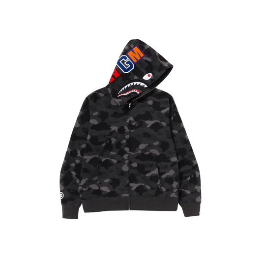 A Bathing Ape Color Camo Shark Full Zip Hoodie Black
