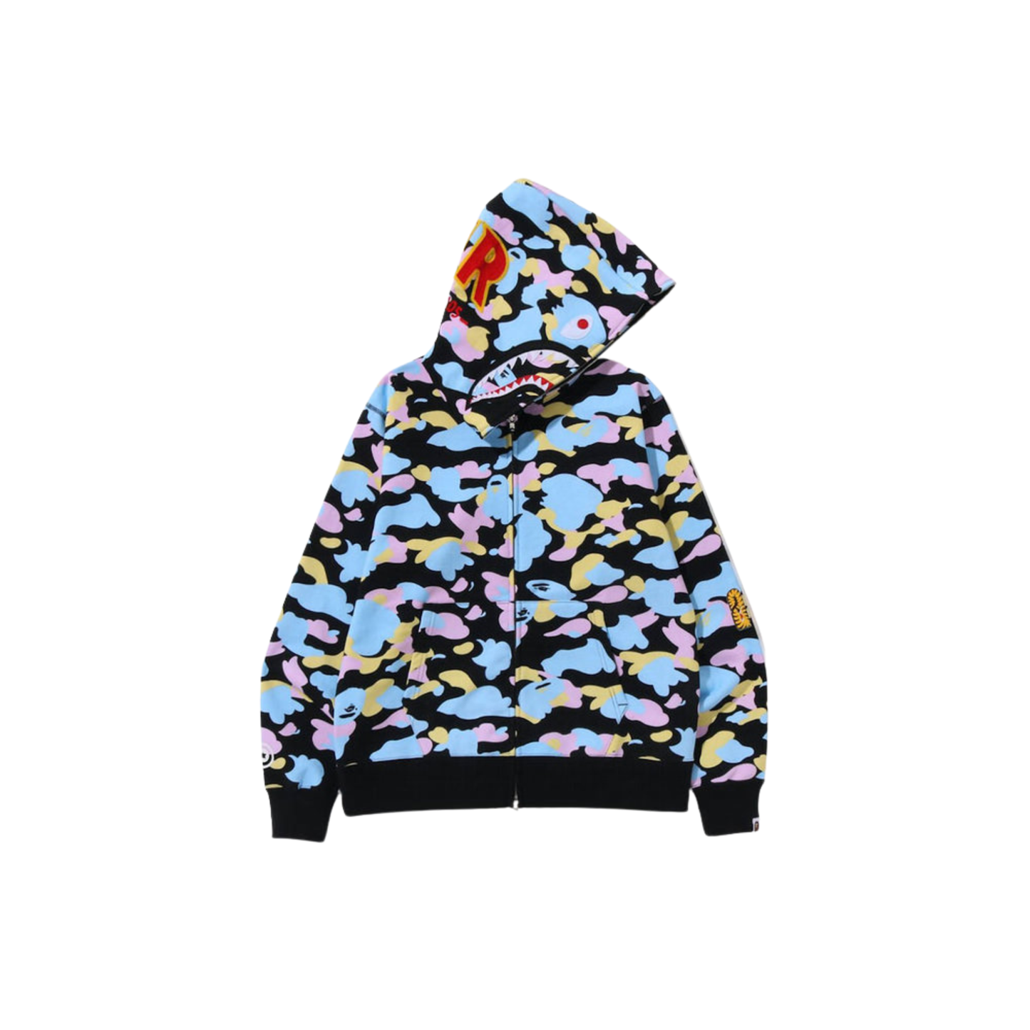 A Bathing Ape New Multi Camo 2nd Shark Full Zip Hoodie