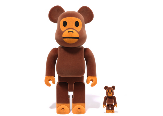 Bearbrick x Bape Baby Milo Flocky Ver. 100% & 400% Set