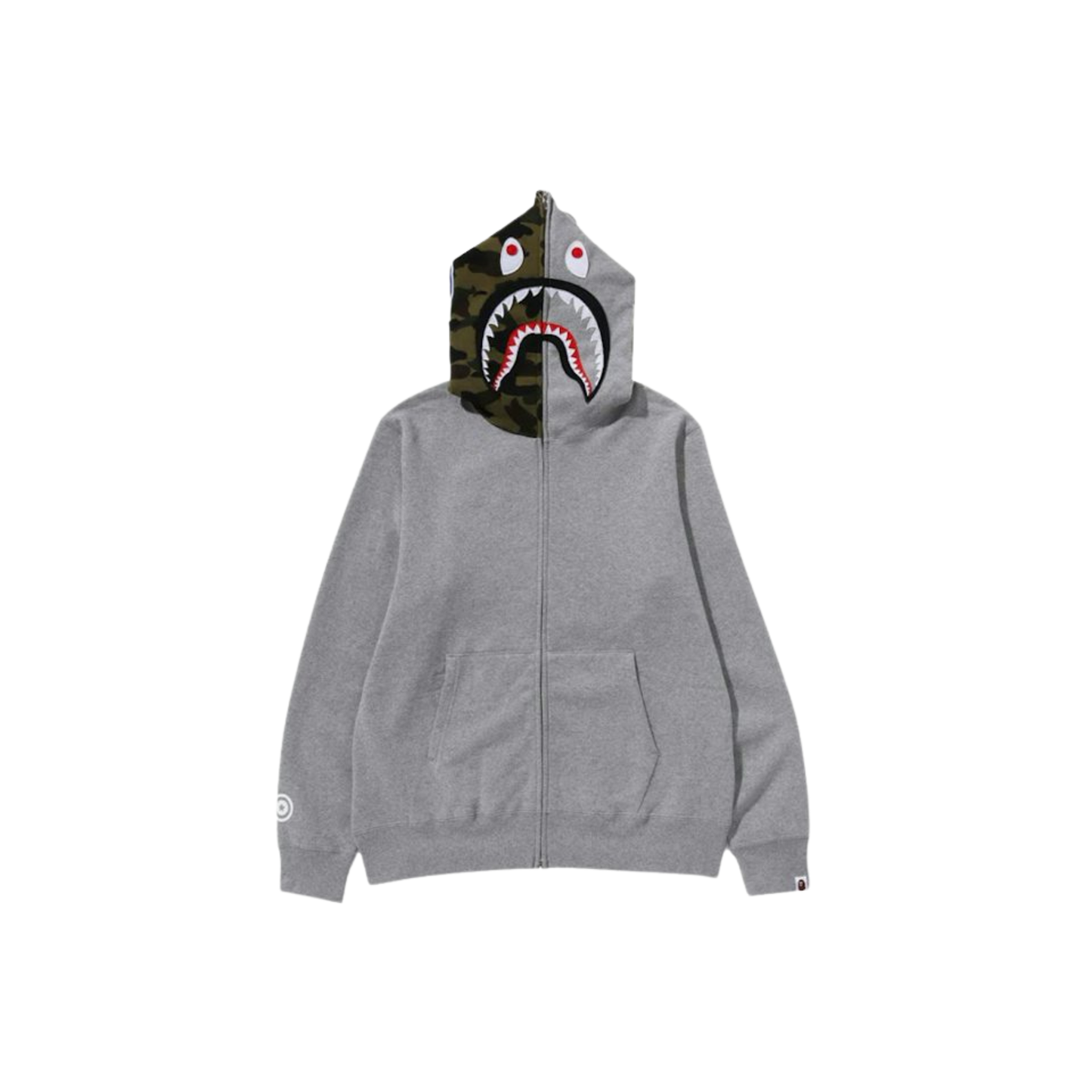 A Bathing Ape Shark Full Zip Hoodie Camo Hood Grey