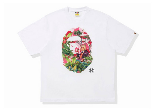 A Bathing Ape x Monkey 47 Ape head tee white / pink