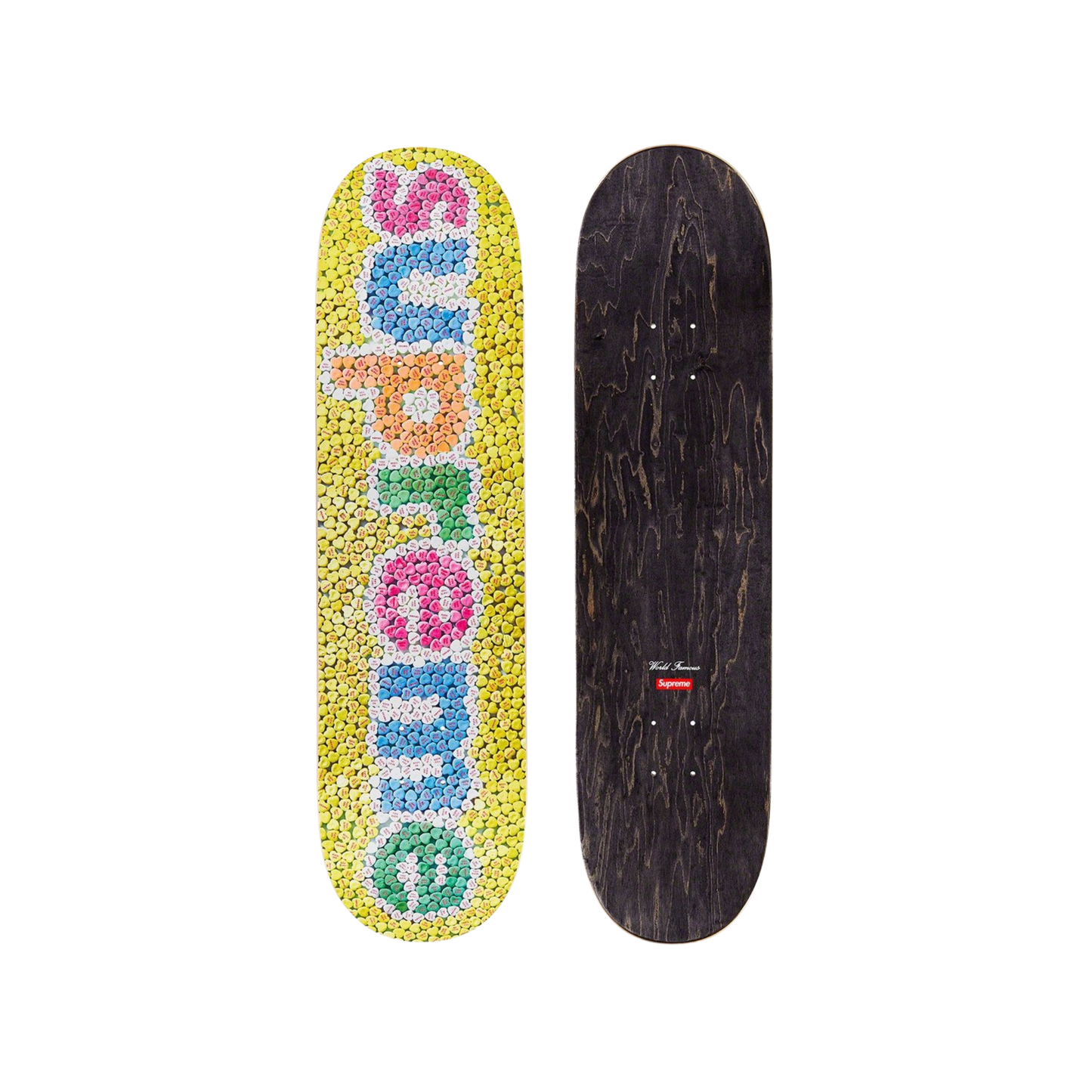 Supreme Candy Hearts Skateboard Deck Yellow