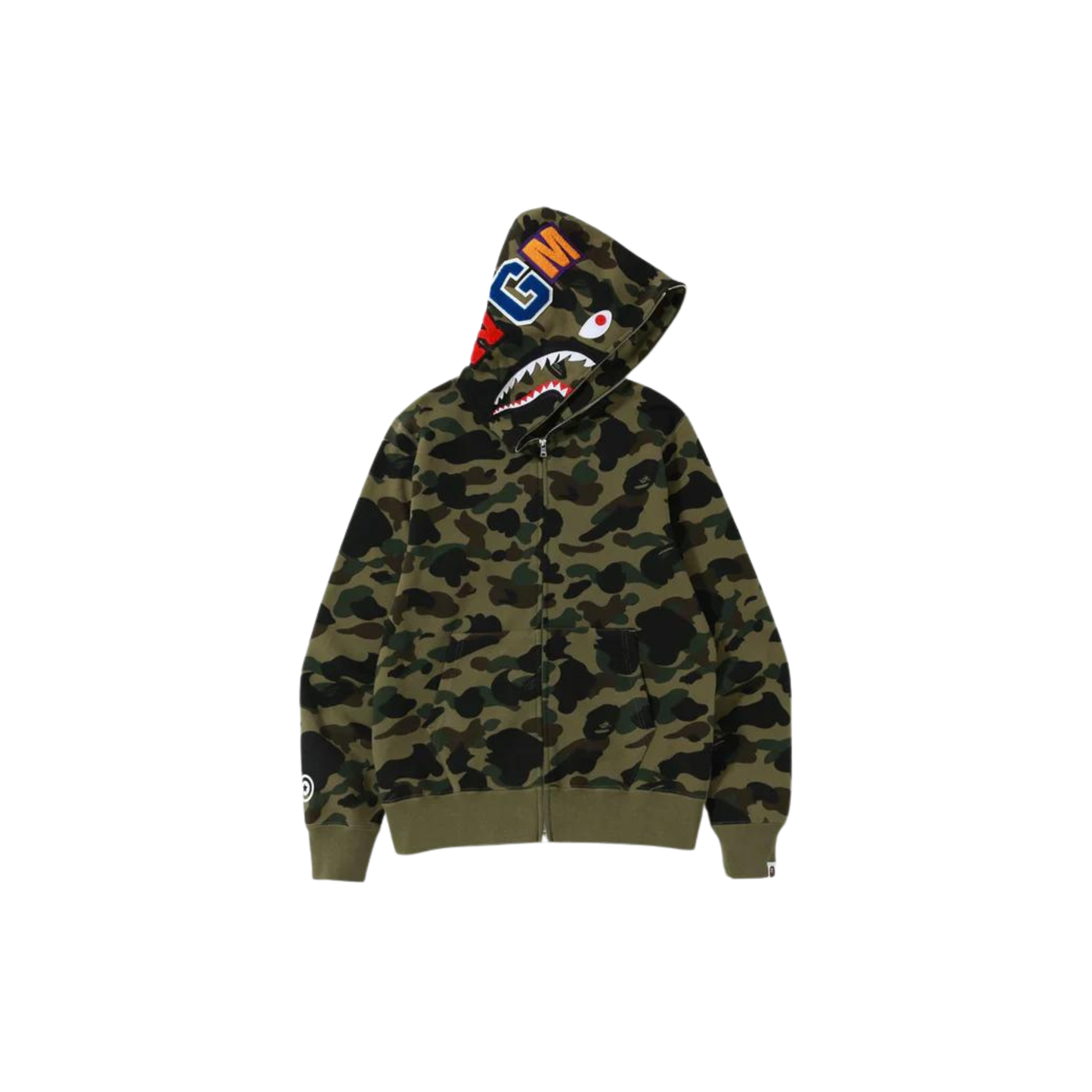 A Bathing Ape 1ST Camo Shark Full Zip Hoodie Green